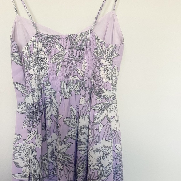 Bardot Ibiza Floral Midi Dress Tie Front Cutout Spring Boho Lavender Purple Sz 4 - Picture 10 of 11